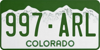 CO license plate 997ARL