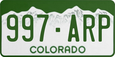 CO license plate 997ARP