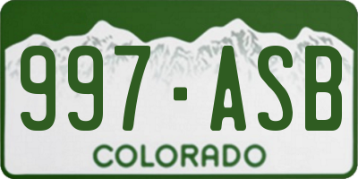 CO license plate 997ASB