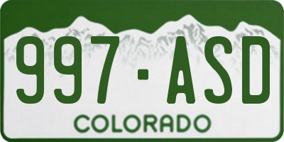 CO license plate 997ASD