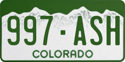 CO license plate 997ASH