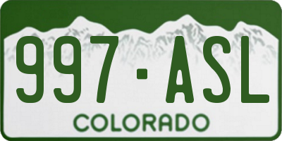 CO license plate 997ASL