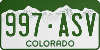 CO license plate 997ASV