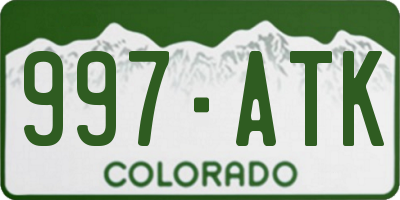 CO license plate 997ATK