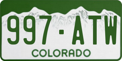 CO license plate 997ATW