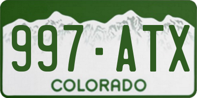 CO license plate 997ATX