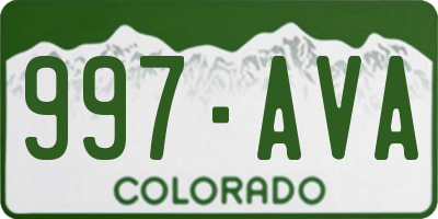 CO license plate 997AVA