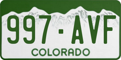 CO license plate 997AVF