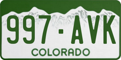 CO license plate 997AVK