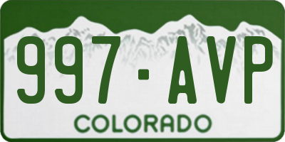 CO license plate 997AVP