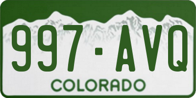 CO license plate 997AVQ