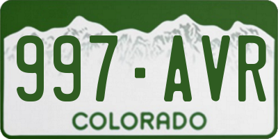 CO license plate 997AVR