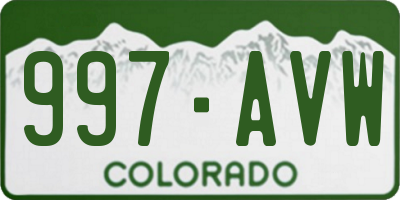 CO license plate 997AVW