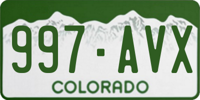 CO license plate 997AVX