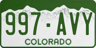 CO license plate 997AVY