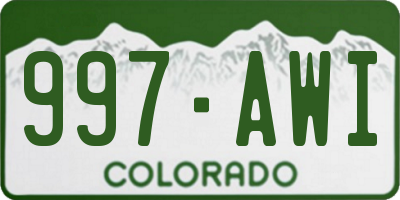 CO license plate 997AWI
