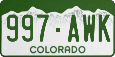 CO license plate 997AWK
