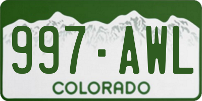 CO license plate 997AWL