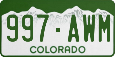 CO license plate 997AWM