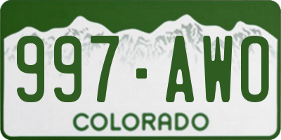 CO license plate 997AWO