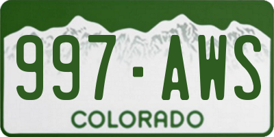 CO license plate 997AWS