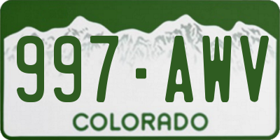 CO license plate 997AWV