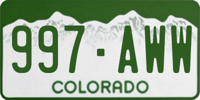 CO license plate 997AWW