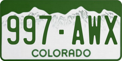 CO license plate 997AWX