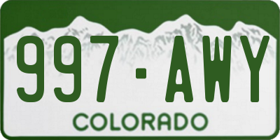 CO license plate 997AWY