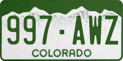 CO license plate 997AWZ