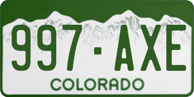 CO license plate 997AXE