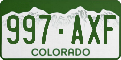 CO license plate 997AXF