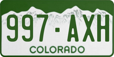 CO license plate 997AXH