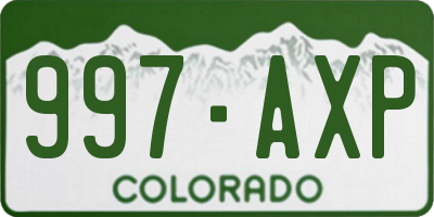CO license plate 997AXP