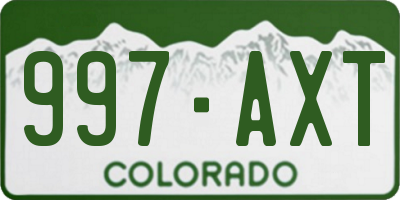 CO license plate 997AXT