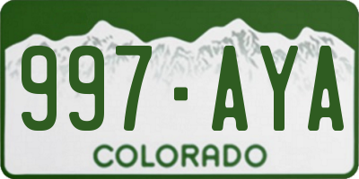 CO license plate 997AYA