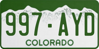 CO license plate 997AYD