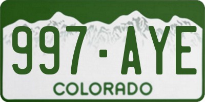 CO license plate 997AYE