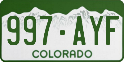 CO license plate 997AYF