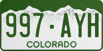 CO license plate 997AYH