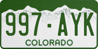 CO license plate 997AYK