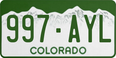 CO license plate 997AYL