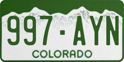 CO license plate 997AYN