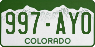 CO license plate 997AYO