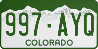 CO license plate 997AYQ