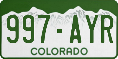 CO license plate 997AYR