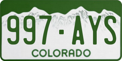 CO license plate 997AYS