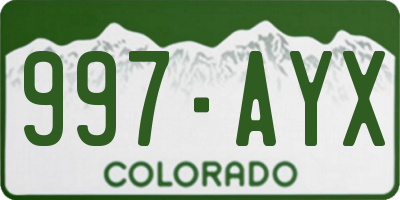 CO license plate 997AYX