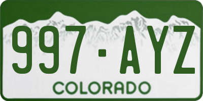 CO license plate 997AYZ