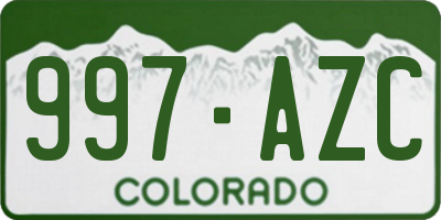 CO license plate 997AZC